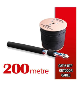 Qport Yüksek Bakır Utp 23Awg 0.58 MM Dış Ortam Cat6 Outdoor Kablo 200 Metre
