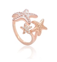 EMILIANO JEWELLERY 925 STERLING SILVER ENAMEL STARFISH ADJUSTABLE RING (Gümüş)