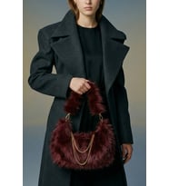 Vintage Peluş Kürk Model Tote Bag Kadın El, Omuz, Çapraz Çanta