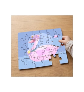 Pembe Çiçekli Kuğu Tasarımlı 24 Parça Ahşap Çocuk Puzzle MPK1117