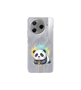 Tecno Camon 30 Pro 5G ile Uyumlu Splash Panda Tasarımlı Şeffaf Silikon Kılıf
