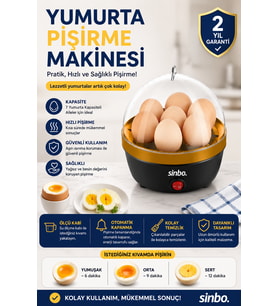 7 Kapasiteli Çok Amaçlı Yumurta Pişirme ve Haşlama Makinesi