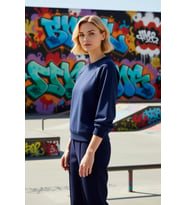 Kadın Bisiklet Yaka Reglan Kol Düz Örme Sweatshirt Fonksiyonel Dayanıklı Kaliteli Konforlu