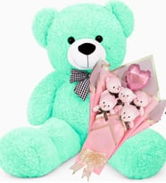 Anneler  Gününe ÖZEL: Sevimli 90 cm Peluş Ayı ile Pembe Balonlu LED Işıklı Romantik Peluş Ayıcık Buketi- Doğum Günü, Özel Gün, Sevdiklerimize HEDİYE (Turkuaz)