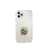 iPhone 11 Pro Max ile uyumlu Splash arı tasarımlı şeffaf silikon kılıf