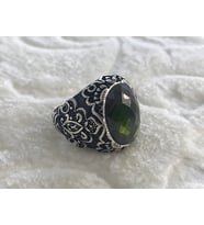 Yeşil Zirkon Taşlı 925 Ayar Erkek Gümüş Yüzük