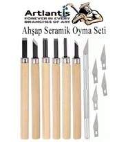 Ahşap Seramik Oyma Seti 6 lı Kretuar 1 Paket İskarpela Seti Paslanmaz Çelik Bıçaklı Ağaç Oyma Heykel Hobi Kretuar Gravür (Naturel)