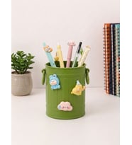 Sevimli Stickerlı Masaüstü Kalemlik Organizer - Yeşil