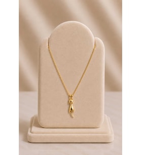 Minimal Kedi Figürlü Gold Kolye