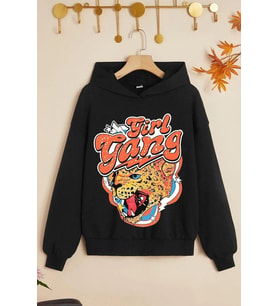 Çocuk Girl Gang Baskılı Sweatshirt (Siyah)