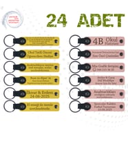 Sarı & Y Ağzı, 24’lü Set, Sınıfınızdan Geriye Kalacak En Güzel Hatıra, İsimli Deri Hediyelik Ürün