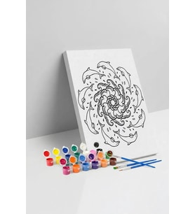 Yunus Desenli Mandala Tuval Boyama Seti 40x50 cm