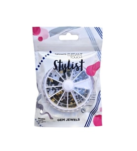 Elegant Touch Stylist Nail Art Taş Seti Siyah-Sarı Farklı Desenlerde 240 Adet