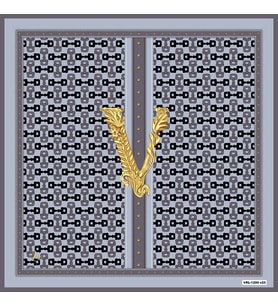 Logolu Desen Black Seri Twill Eşarp Eşarp Askısı ile Birlikte 90x90 cm Mavi Kahv
