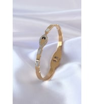 316L Çelik Gold Renk Yılan Model Zirkon Taş Detay Kadın Kelepçe TJ-BB5054