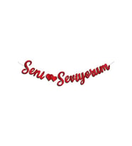 Kaligrafi Banner Kırmızı Seni Seviyorum