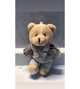 Sevimli Elbiseli Tulumlu Ayıcık Peluş Oyuncak Anahtarlık Uyku Arkadaşı Hediyelik 12 CM (Çok Renkli)