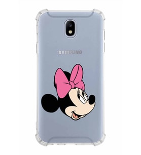 Samsung Galaxy J7 Pro  Köşe Korumalı Antişok Kapak Minnie Mouse Tasarımlı Şeffaf  Kılıf