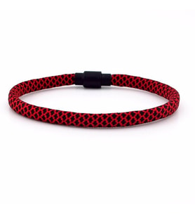 KIRMIZI SİYAH PARACORD İPLİ MIKNATISLI ERKEK BİLEKLİK M012D