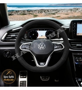 Volkswagen Tiguan Dikme Direksiyon Kılıfı Alcantara Süet Monza Black R-Line 2020-2024