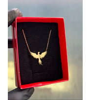 Kişiye Özel 925 Ayar Gümüş Tasarım Kuş Kolye (Gold)