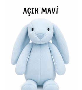 35 cm Uyku Arkadaşı Tavşan – Toscana Kumaş - Açık Mavi