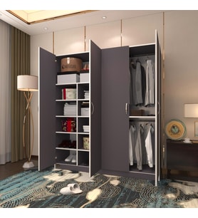 Kenzlife gardırop 4 kapılı kaktüs 180*160*52 gri XLARGE kapaklı gardolap dolap