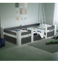 Montessori Karyola Beyaz-Antrasit 90x190 Yatak Uyumlu Oval Kesim Çocuk Yatağı Tlp-303