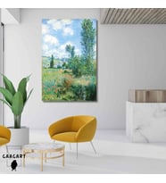 Tekli Dikey Kanvas Tablo Ünlü Eserler Claude Monet Gelincik Tarlası