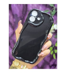 Iphone 16 Uyumlu 3D Dalga Kenarlı Siyah Telefon Kılıfı