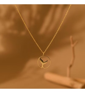 Kişiye Özel 925 Ayar Gümüş Şık Balina Kuyruğu Kolye (Gold)