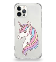 Apple iPhone 12 Pro Max Uyumlu Köşe Korumalı Antişok  Kapak Unicorn Tasarımlı Şeffaf Silikon Kılıf