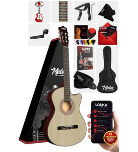 Midex CG-395NT Natural Renk Kesik Klasik Gitar 4/4 Yetişkin Boy Sap Ayarlı Full Set