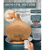 550ml Elektrikli Aroma Uçucu Yağ Difüzör Hava Nemlendirici Kumandalı Led Lamba Buhar Yayıcı Makinesi (Ahşap)