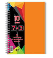 7+3 Ayraçlı Defter 10 Konulu 300 Yaprak 1 Adet 7 Kareli 3 Çizgili Spralli Plastik Kapak Seperatörlü (Turuncu)