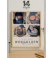 Stüdyo 14 Kişiye Özel 4 Fotoğraflı Hoşgeldin Bebek Tablosu - Hoşgeldin Bebek Tablosu - Bebek Hatırası - yeni doğan bebek tablosu