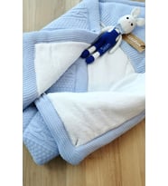 Erkek Bebek Mavi Kundak Battaniyesi Triko Set STL4616