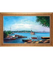 EV İŞYERİ OFİS İÇİN ALTIN ÇERÇEVELİ PASPARTULU TABLO VB111