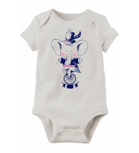 Unisex Bebek Beyaz Organik Baskılı Pamuklu Body