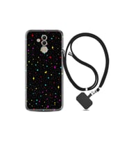 Huawei Mate 20 Lite Kılıf Silikon Ipli Boyun Askılı Desenli Puantiye Ve Ay 1726
