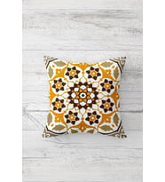 Osmanlı Etnik Motif Çift Tarafı Baskılı Gizli Fermuarlı Yastık Kılıfı Kırlent Koltuk Yastık Kılıfı (Hardal)