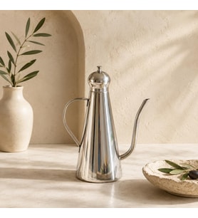 1 Litre Paslanmaz Çelik Sızdırmaz Yağdanlık - Damlatmaz Hassas Döküm Ağızlı Ergonomik Çelik Yağdanlık