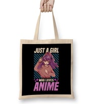 Cute & Funny Just A Girl Who Loves Anime Bez Çanta Uzun Saplı