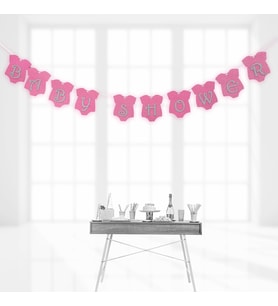 Baby Shower Simli Eva Uzar Yazı, 1,5 mt - Pembe