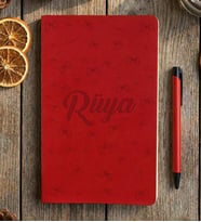 Kişiye Özel Fiyonk Kurdele Desenli Defter Doğum Günü Hediyesi