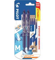 Frixion Clicker - Geri Çekilebilir Silinebilir Jel Mürekkep Kalemleri - Mavi Mürekkep - Orta 0,7 mm Uç - Blister 2'li Paket + 6 Bonus Yedek