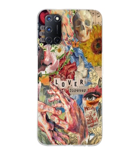 Oppo A52/A72/A92 Uyumlu Aesthetic Vintage Kolaj Desenli Şeffaf Telefon Kılıfı