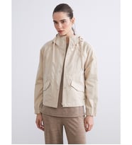 LCW Vision Bej Kapüşonlu Oversize Kadın Yağmurluk