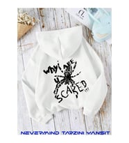 Unisex Whe Are you Baskılı Oversize Baskılı Kapşonlu Sweatshirt 3 Iplik (Beyaz)