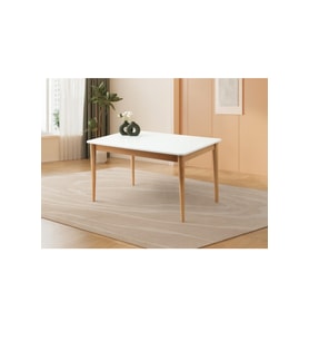 Ortadan Açılır Büyüyen Yemek Masası Beyaz-Naturel Etekli 80x130cm SADECE MASA FİYATIDIR